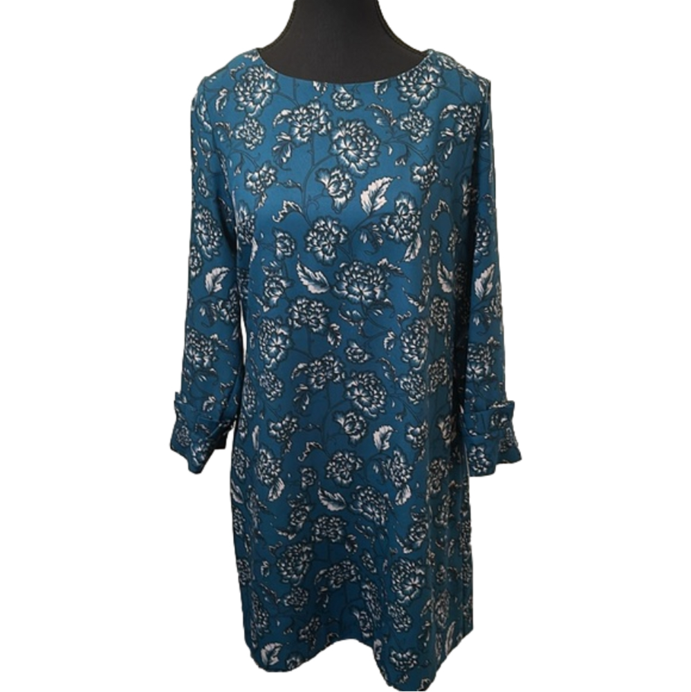 Beautiful blue flowery woman petite dress size 10 banana republic
